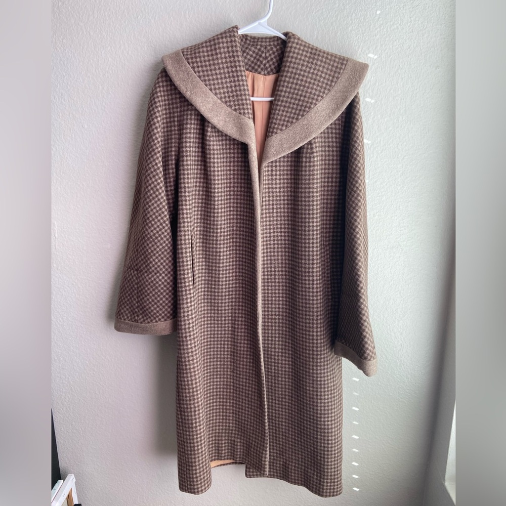Vintage Brown Houndstooth Pea Coat